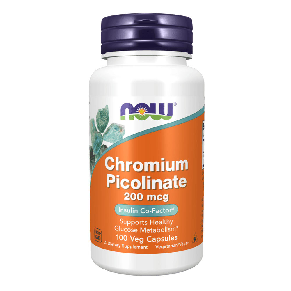 NOW Chromium Picolinate 200 мкг 100 растителни капсули