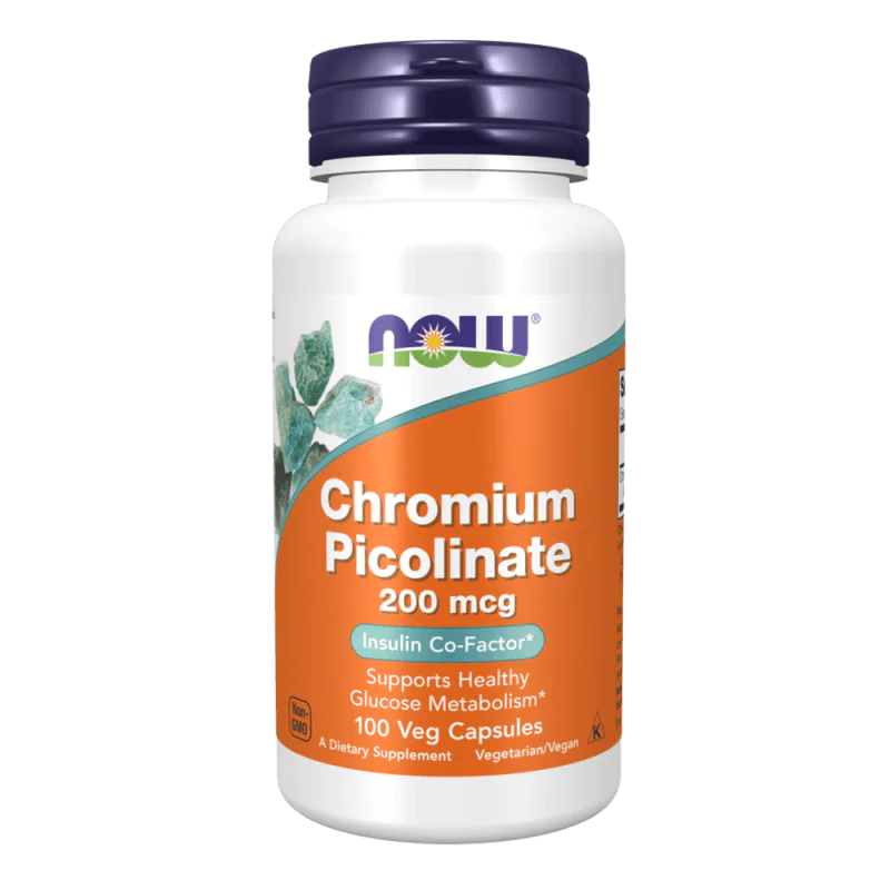 NOW Chromium Picolinate 200 мкг 100 растителни капсули