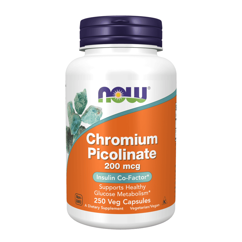 NOW Chromium Picolinate 200 мкг 250 растителни капсули