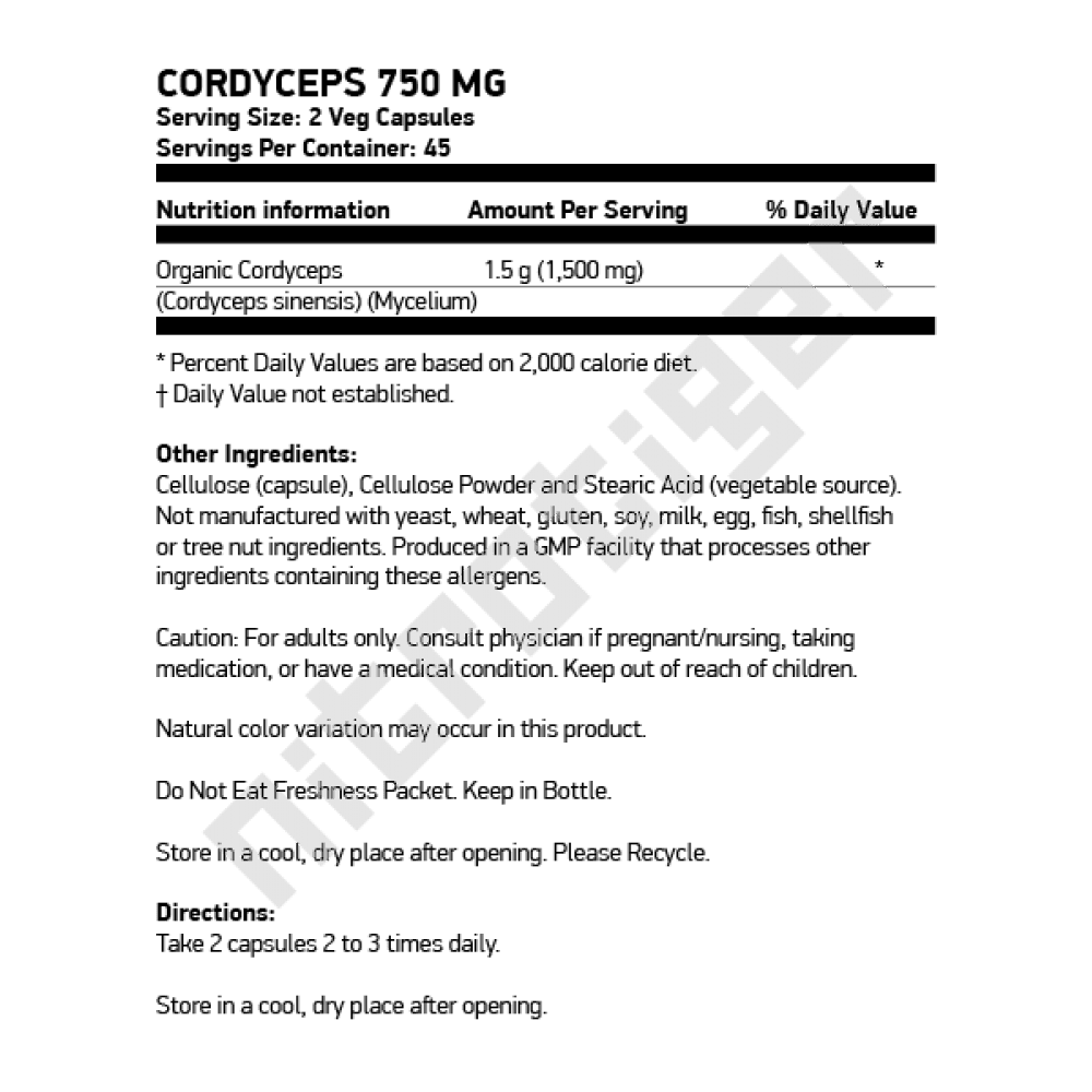 NOW Cordyceps 750 мг 90 растителни капсули