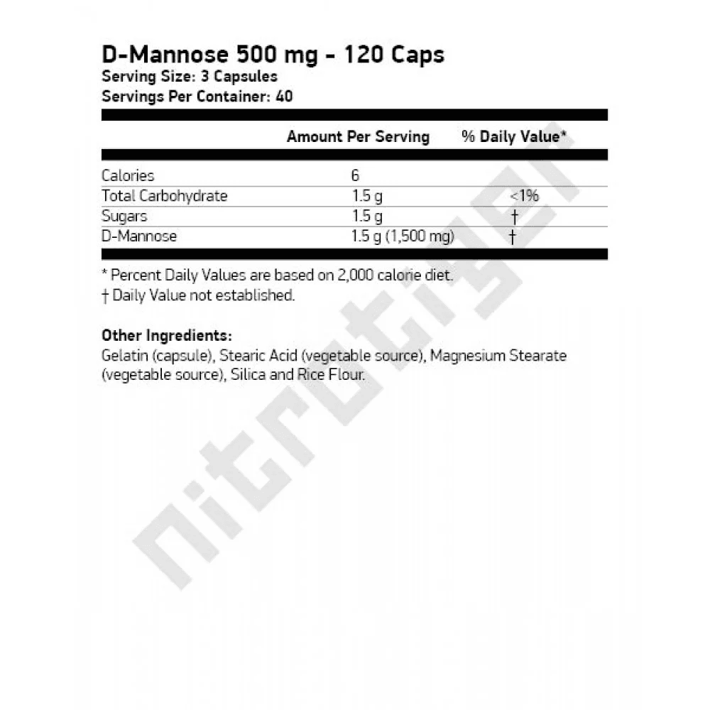 NOW D-Mannose 500 мг 120 растителни капсули