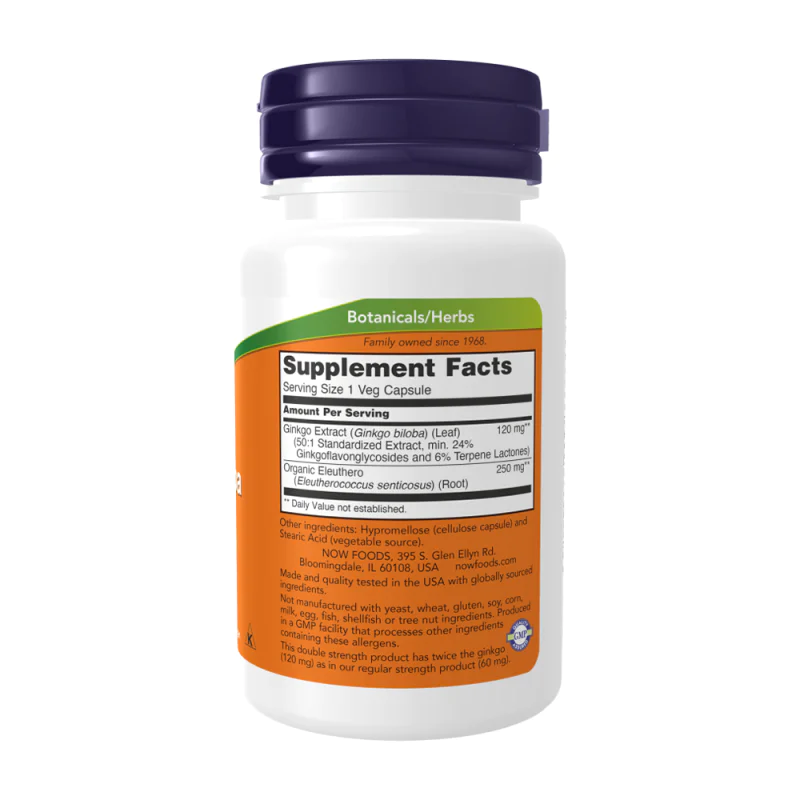 NOW Double Strength Ginkgo Biloba 120 мг 50 растителни капсули