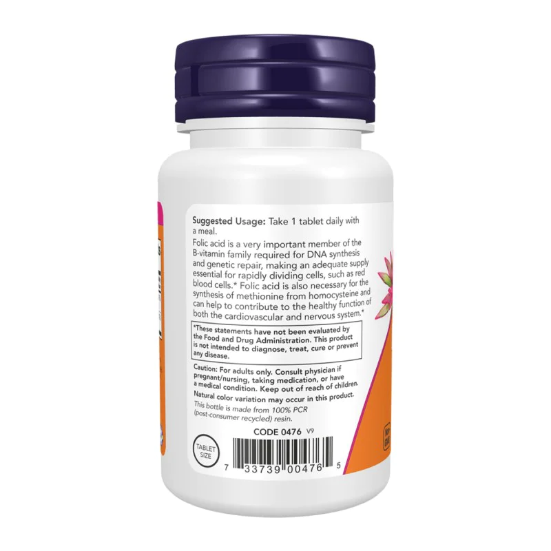 NOW Folic Acid with B12 800mcg 250 таблетки