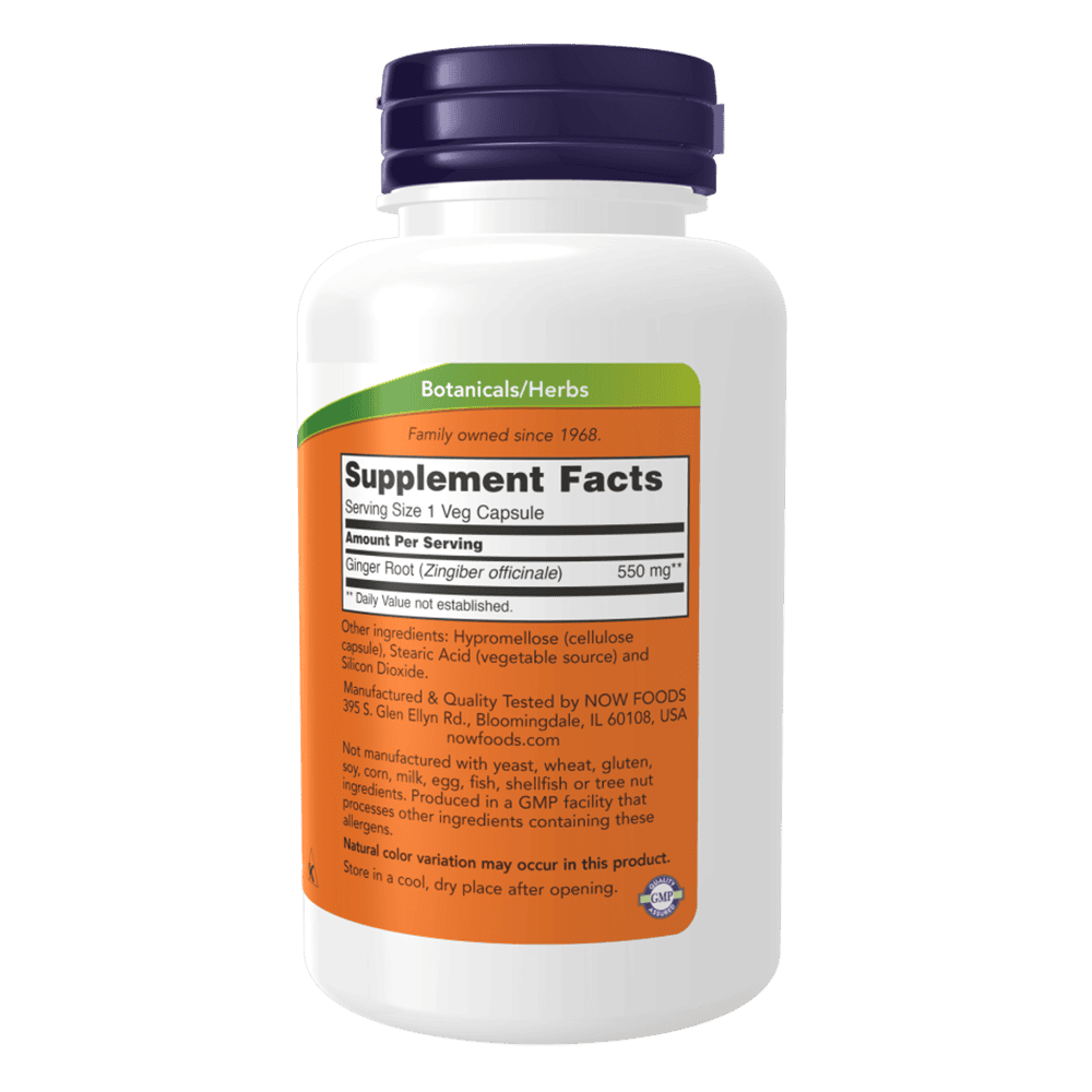 NOW Ginger Root 550 мг 100 растителни капсули