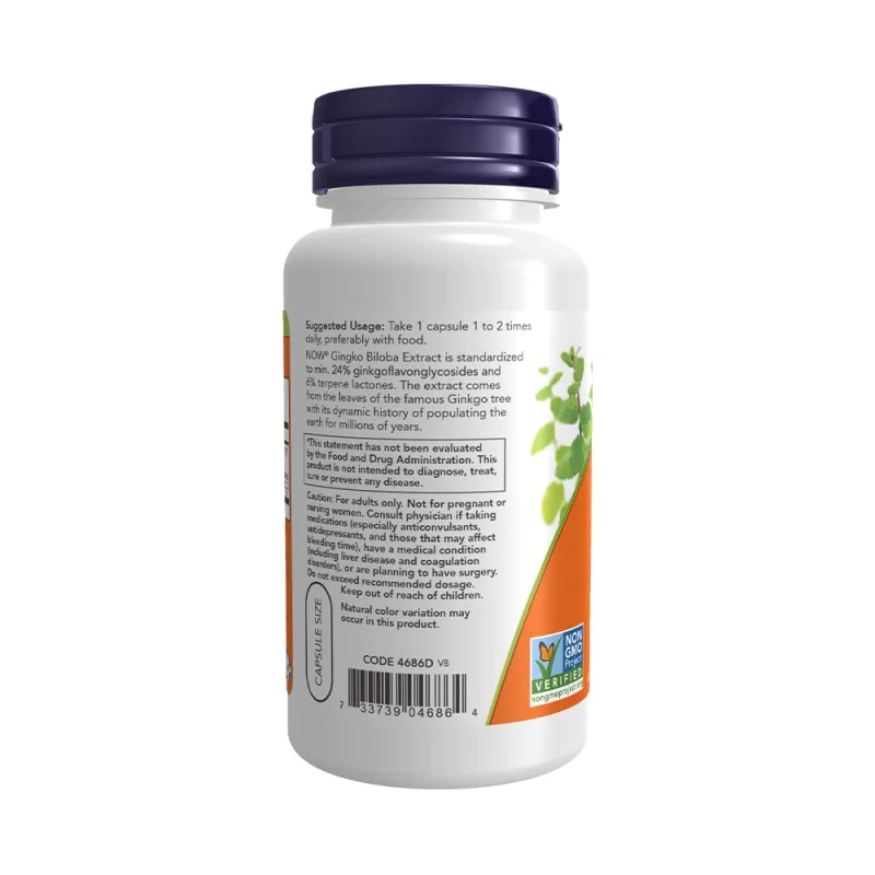 NOW Ginkgo Biloba 60 мг 120 растителни капсули