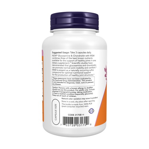 NOW Glucosamine, Chondroitin plus MSM 90 капсули