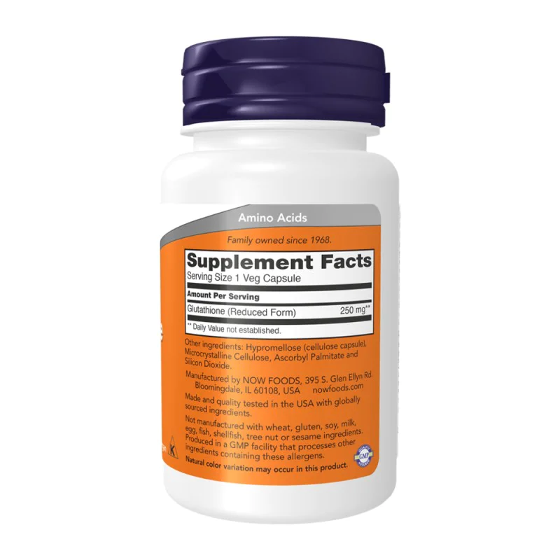 NOW Glutathione 250 мг 60 растителни капсули