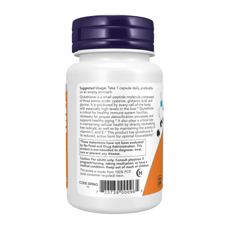 NOW Glutathione 250 мг 60 растителни капсули