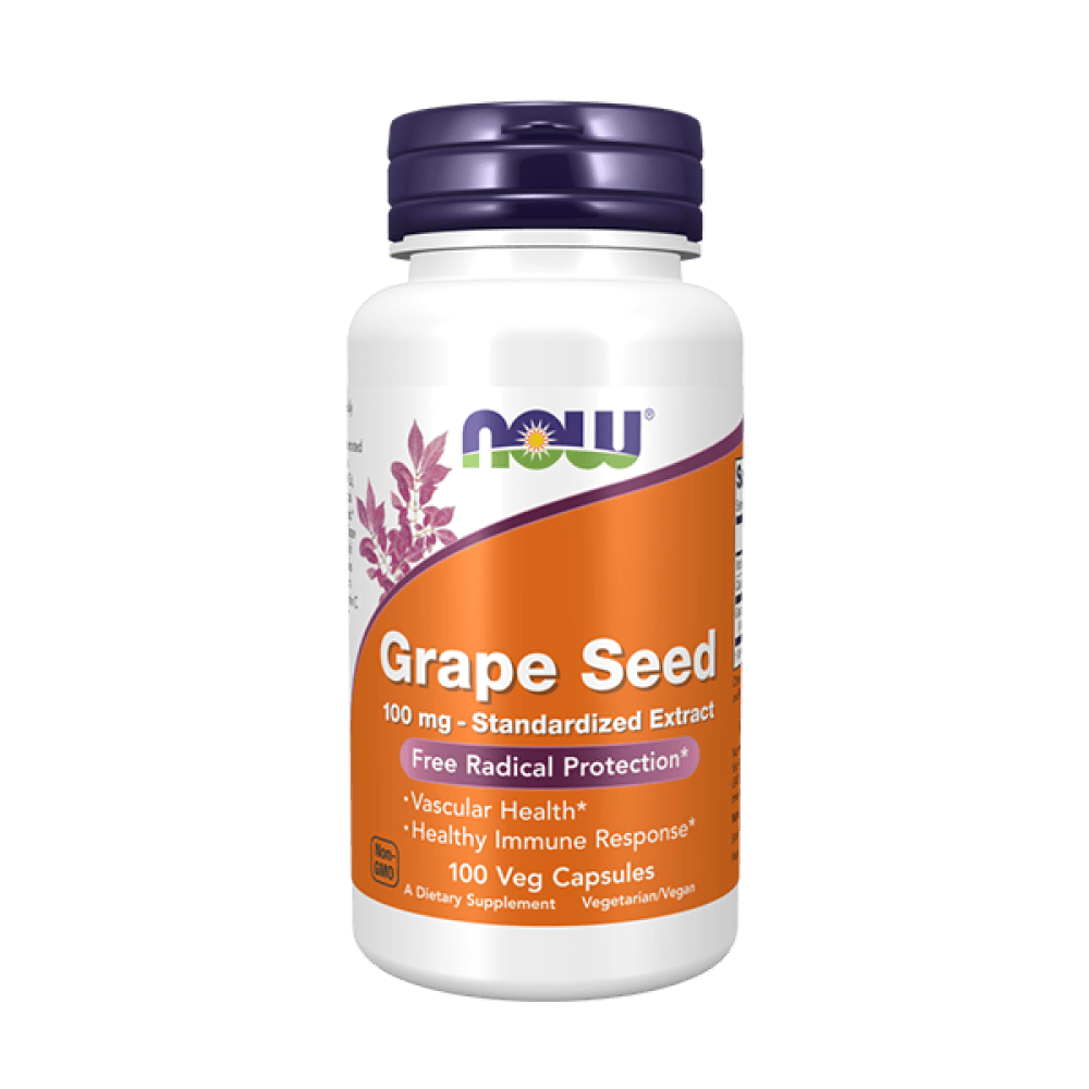 NOW Grape Seed 100 мг 100 вегетариански капсули 