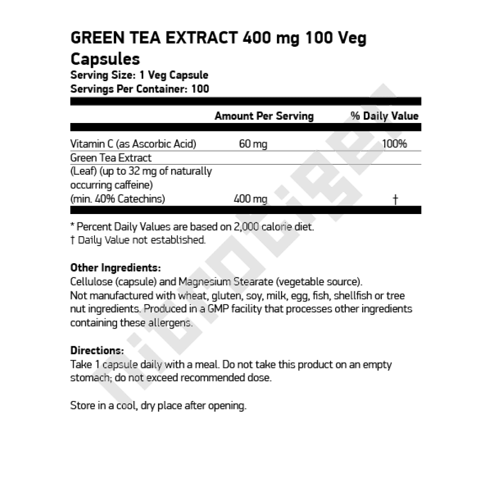 NOW Green Tea Extract 400 мг 100 растителни капсули