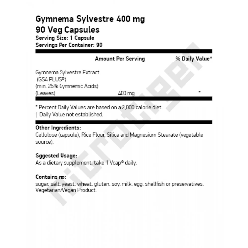 NOW Gymnema Sylvestre 400 мг 90 растителни капсули