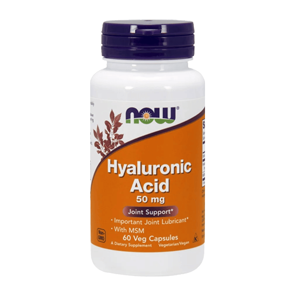 NOW Hyaluronic Acid 50 мг + MSM, 60 растителни капсули