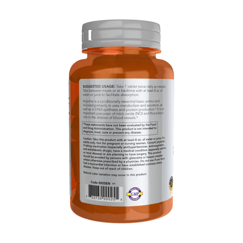 NOW Double Strength L-Arginine 1000 мг 60 таблетки