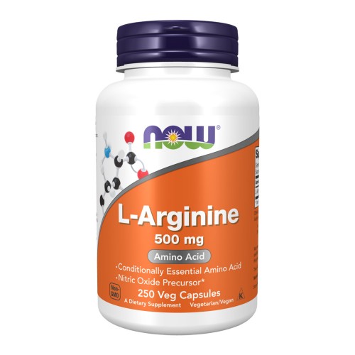 NOW L-Arginine 500 мг 250 растителни капсули