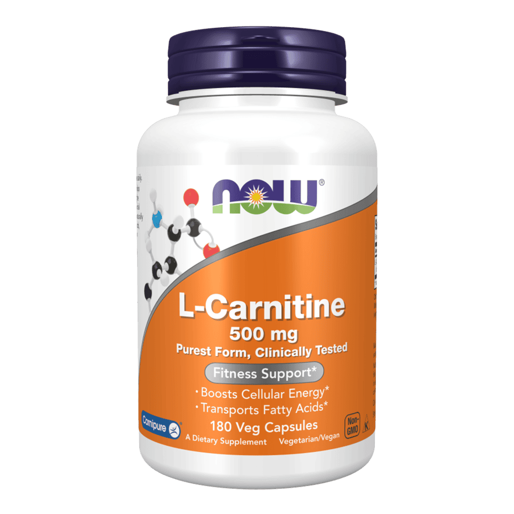NOW L-Carnitine 500 мг 180 растителни капсули