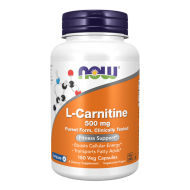 NOW L-Carnitine 500 мг 180 растителни капсули