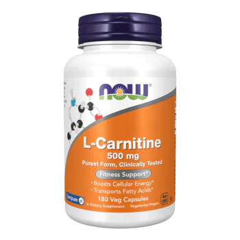 NOW L-Carnitine 500 мг 180 растителни капсули
