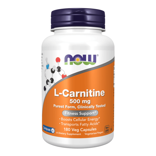 NOW L-Carnitine 500 мг 180 растителни капсули