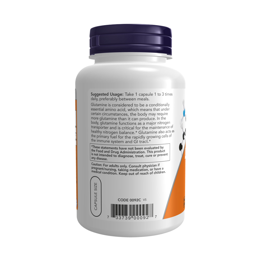 NOW L-Glutamine 500 мг 120 растителни капсули