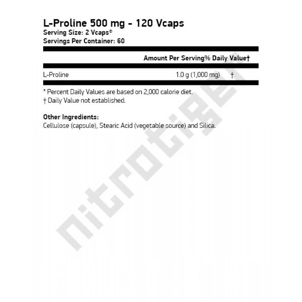 NOW L-Proline 500 мг 120 капсули