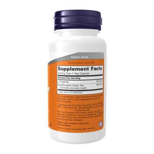 NOW L-Theanine 100 мг 90 растителни капсули