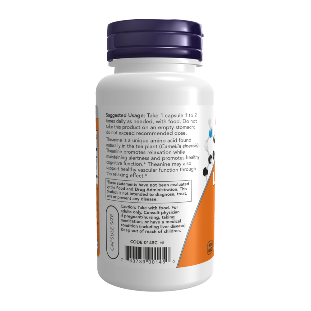 NOW L-Theanine 100 мг 90 растителни капсули