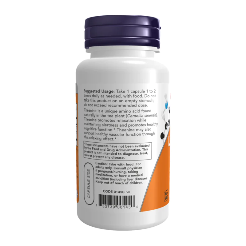 NOW L-Theanine 100 мг 90 растителни капсули
