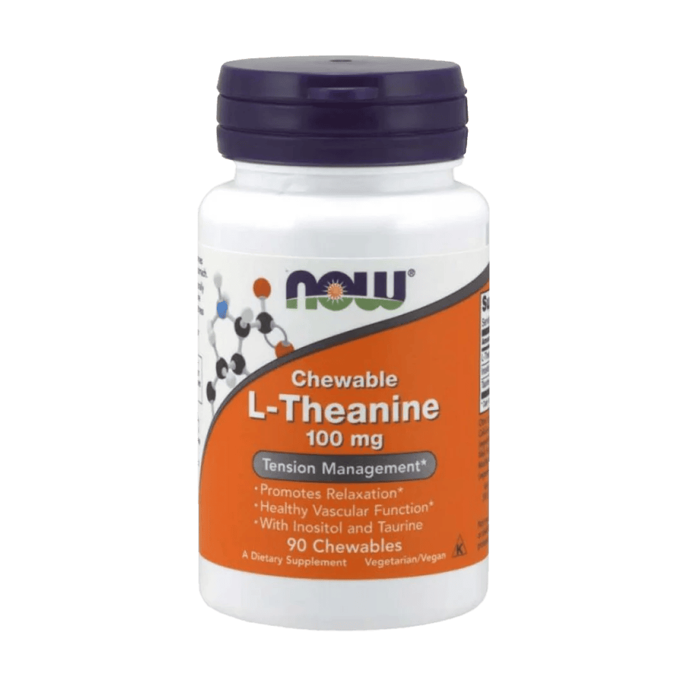 NOW L-Theanine 100 мг Plus 90 дъвчащи таблетки