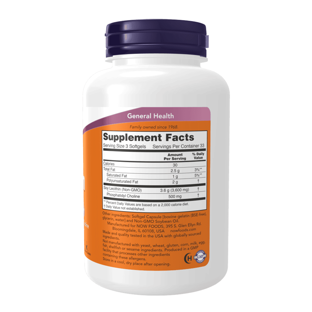 NOW Lecithin 1200 мг 200 софтгел капсули