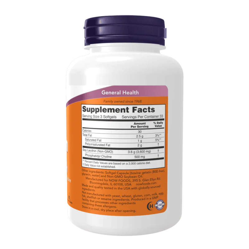 NOW Lecithin 1200 мг 200 софтгел капсули
