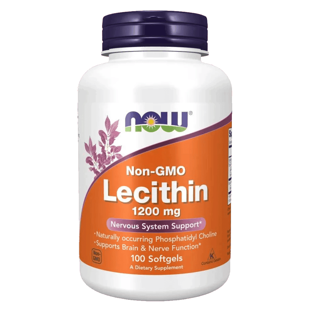 NOW Lecithin Non-GMO 1200 мг 100 меки капсули