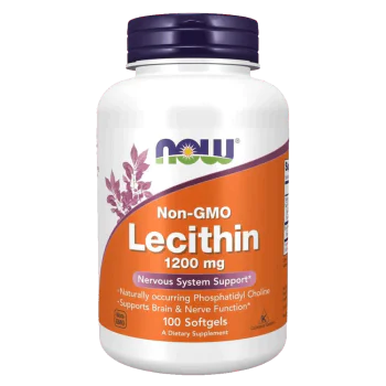 NOW Lecithin Non-GMO 1200 мг 100 меки капсули