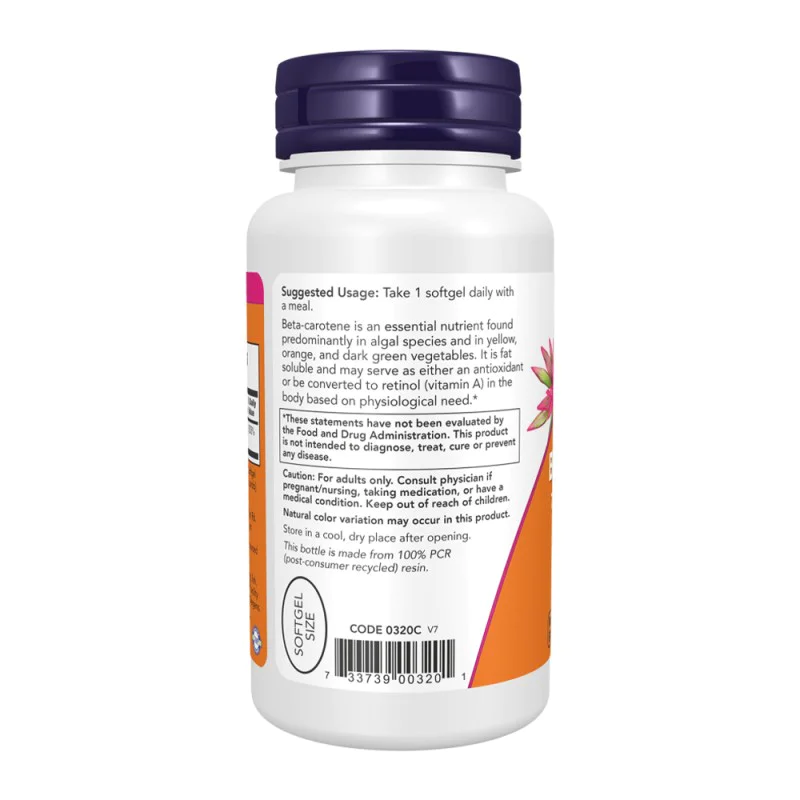 NOW Natural Beta Carotene (25,000 IU) 90 меки капсули