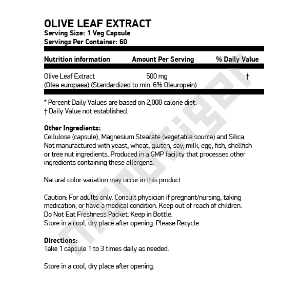 NOW Olive Leaf Extract 500 мг 60 растителни капсули