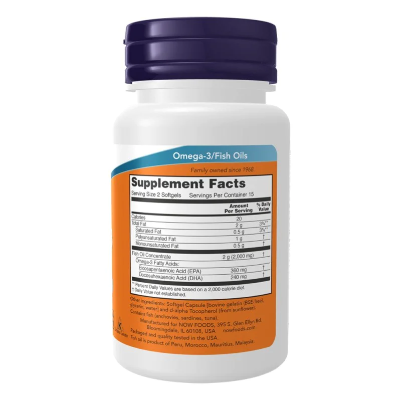 NOW Omega-3 Fish Oil 30 софтгел капсули