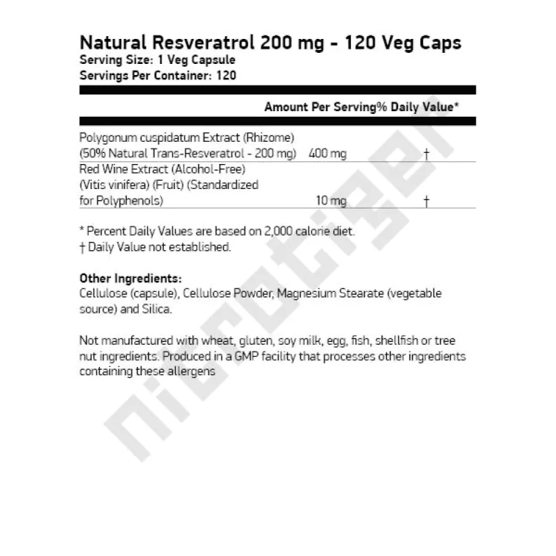 NOW Natural Resveratrol - Mega Potency 120 растителни капсули