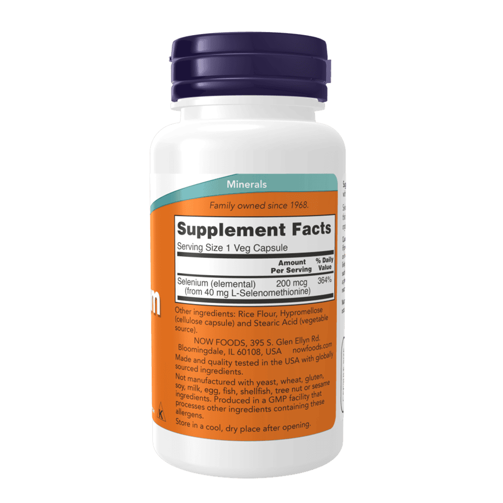 NOW Selenium 200 мкг 90 растителни капсули