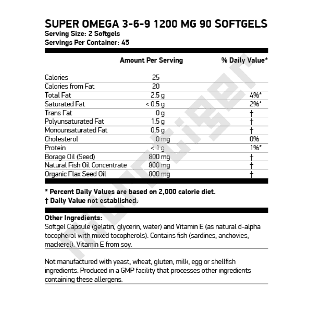 NOW Super Omega 3-6-9 1200 мг 90 меки капсули