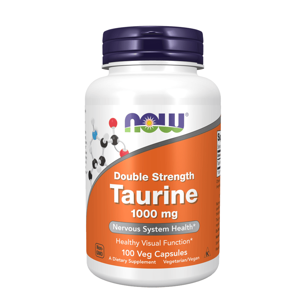 NOW Taurine 1000 mg Double Strength 100 растителни капсули