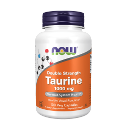 NOW Taurine 1000 mg Double Strength 100 растителни капсули