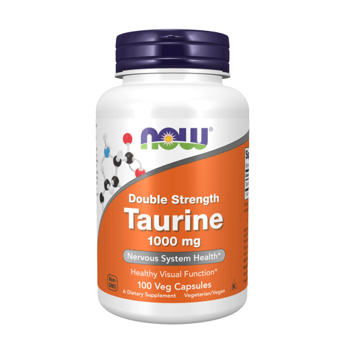 NOW Taurine 1000 mg Double Strength 100 растителни капсули
