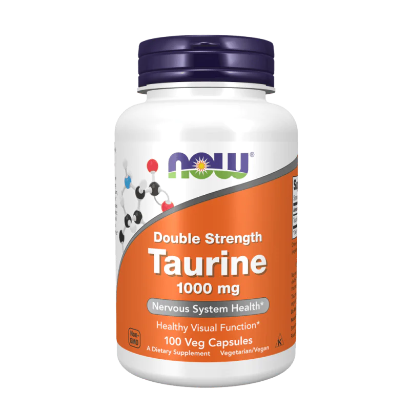 NOW Taurine 1000 mg Double Strength 100 растителни капсули