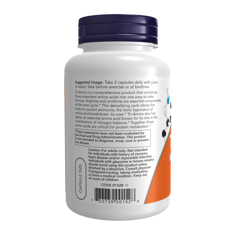 NOW Tri-Amino L-Arginine L-Ornithine L-Lysine 120 капсули