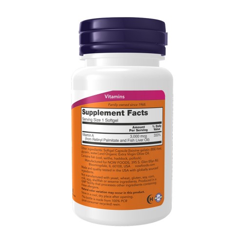 NOW Vitamin A (10 000 IU) 100 меки капсули