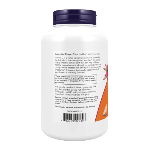 NOW Vitamin C-500 Chewable 100 дъвчащи таблетки