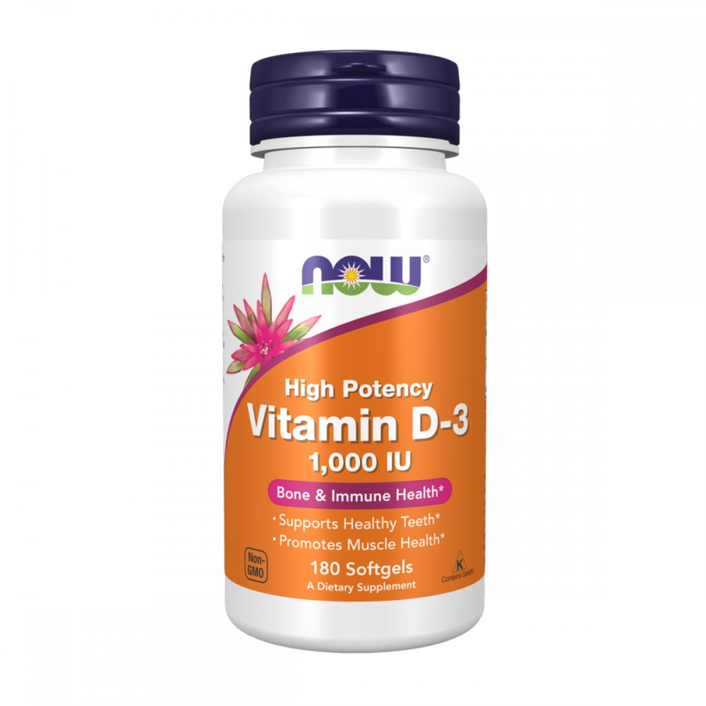 NOW Vitamin D-3 1000 IU 180 софтгел капсули