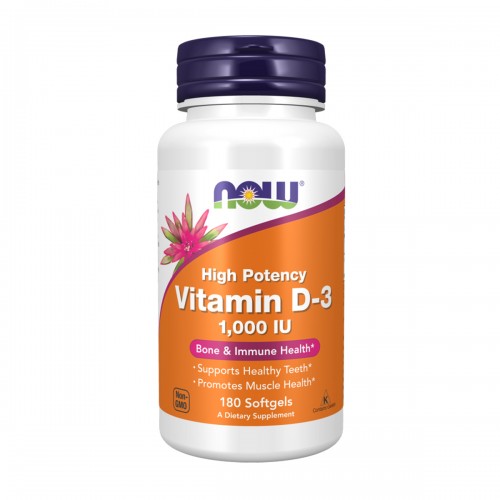 NOW Vitamin D-3 1000 IU 180 софтгел капсули