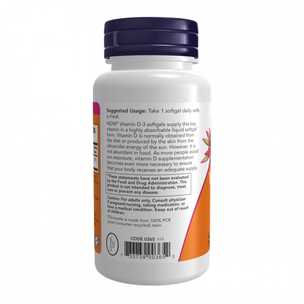 NOW Vitamin D-3 1000 IU 180 софтгел капсули