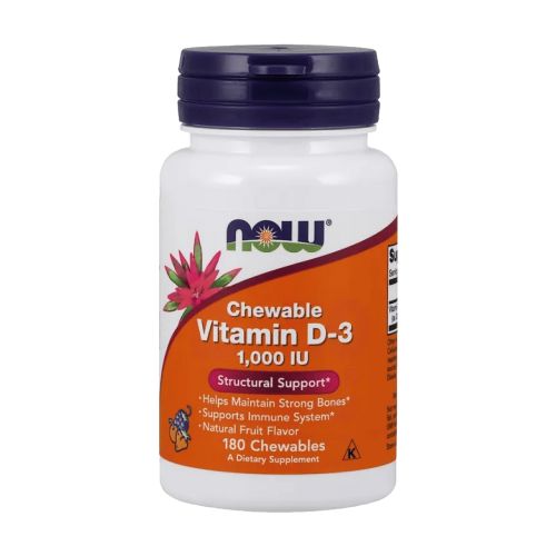 NOW Vitamin D-3 1000 IU Fruity Chew 180 плодови дражета