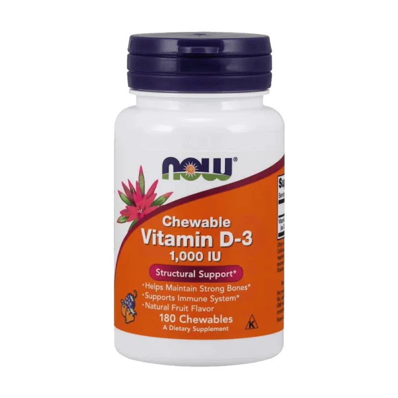 NOW Vitamin D-3 1000 IU Fruity Chew 180 плодови дражета